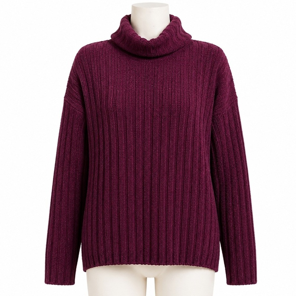 Vintage Forenza Chenille Turtleneck Sweater Rib Knit Berry Womens Medium Cozy